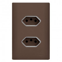 Conjunto Tomada Dupla 10a + 20A - Novara Especiais Marrom Fosco